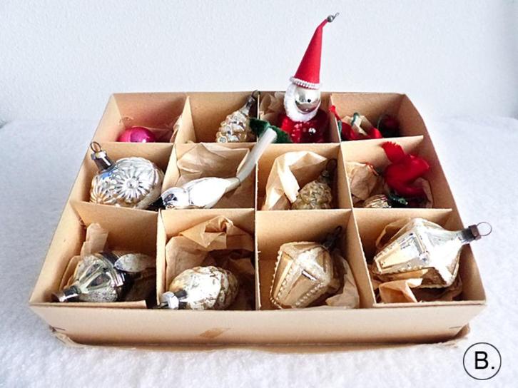 Oude kerstversiering o.a. vogeltje en lantaarns, Diversen, Kerst, Ophalen of Verzenden