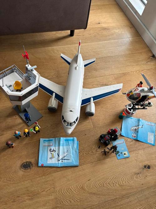 Playmobil vliegveld vliegtuig helicopter, Kinderen en Baby's, Speelgoed | Playmobil, Gebruikt, Complete set, Ophalen