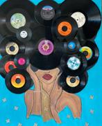 Vinyl Art: Vrouw met Afro van Platen - Uniek Kunstwerk!!1!11, Ophalen of Verzenden