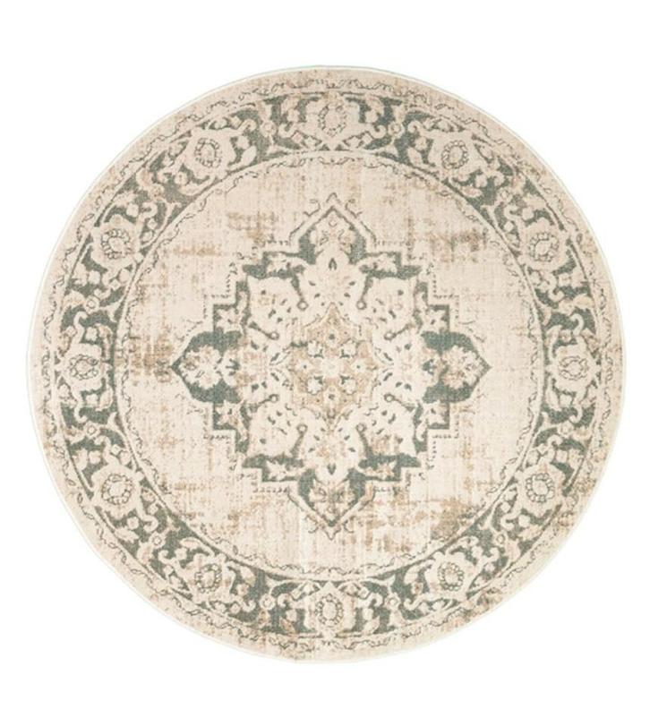 Rond vloerkleed beige/groen - 280 cm - Zo goed als nieuw, Huis en Inrichting, Stoffering | Tapijten en Kleden, Zo goed als nieuw