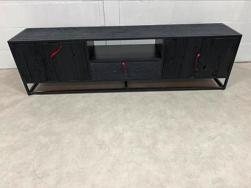 Tv meubel / kast mangohout zwart 200cm, Huis en Inrichting, Kasten | Televisiemeubels, Zo goed als nieuw, Minder dan 100 cm, 25 tot 50 cm