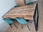 Mangohouten eettafel massief 160x90 (evt met 4 stoelen), Ophalen, Gebruikt, 50 tot 100 cm, Metaal