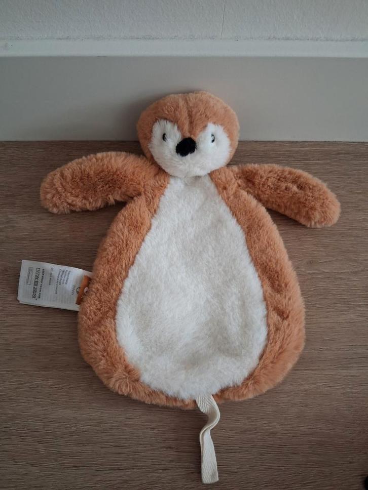 Knuffeldoekje Jollein pinguin wit bruin doekje L516, Kinderen en Baby's, Speelgoed | Knuffels en Pluche, Zo goed als nieuw, Overige typen