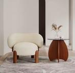 Japandi Fauteuil Walnoot Look met stof 175 euro per stuk, Ophalen, 75 tot 100 cm, Zo goed als nieuw, 50 tot 75 cm
