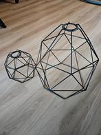 2 Zwarte Metalen Lampenkappen Hanglamp, Huis en Inrichting, Lampen | Lampenkappen, Ophalen, Gebruikt, 25 tot 50 cm, Zwart