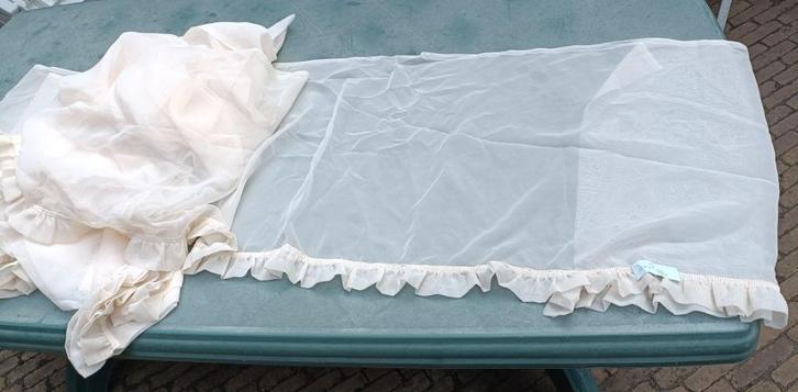 Vintage nieuwe vitrage valletjes ecru 13 mtr x 60 cm (SF22), Huis en Inrichting, Stoffering | Gordijnen en Lamellen, Nieuw, Minder dan 100 cm