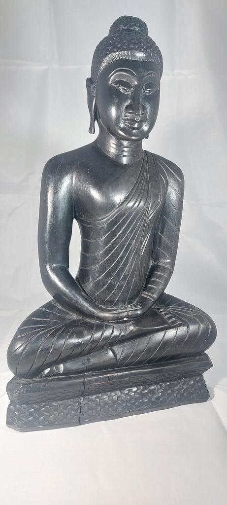 Ebbenhouten Boeddha Beeld - 36 cm, Antiek en Kunst, Kunst | Beelden en Houtsnijwerken, Ophalen of Verzenden