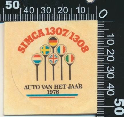 Sticker: Chrysler Simca - 1307 1308 - Auto van het jaar 1976, Verzamelen, Stickers, Zo goed als nieuw, Auto of Motor, Ophalen of Verzenden