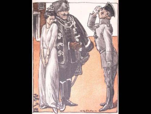 Wilhelm kondigt het koningrijk van Polen aan op spotprent, Antiek en Kunst, Kunst | Litho's en Zeefdrukken, Verzenden