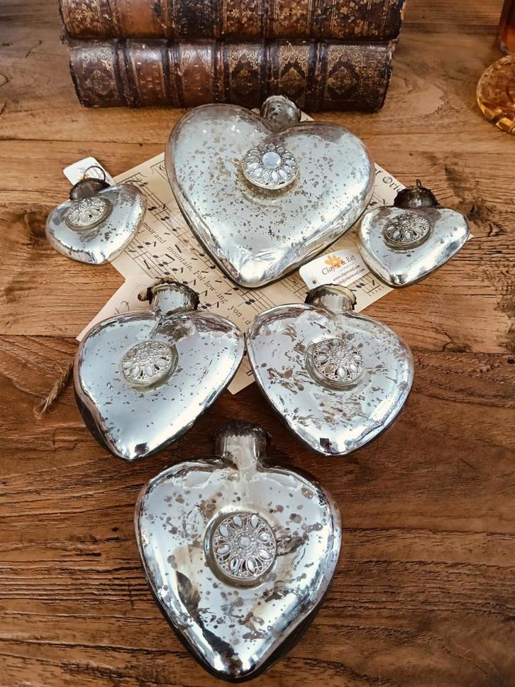 ***Kerst*** Zes harten van armeluiszilver, Huis en Inrichting, Woonaccessoires | Overige, Ophalen of Verzenden