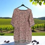 Luchtige zomerjurk bloemetjes oudroze blauw 44/XXL, Verzenden, Zo goed als nieuw, Roze, Jurk
