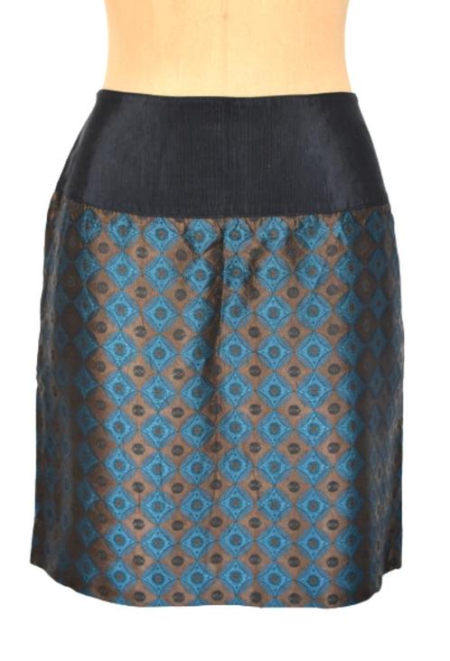 Reiss satijnen rok, bronze/teal rokje, Mt. M, Kleding | Dames, Rokken, Zo goed als nieuw, Maat 38/40 (M), Boven de knie, Verzenden