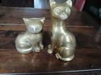 2 zware messing katten,17 en 13cm hoog, Antiek en Kunst, Ophalen of Verzenden, Koper