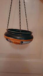 Vintage hangpot met ketting, Gebruikt, Rond, Aardewerk, Tuin