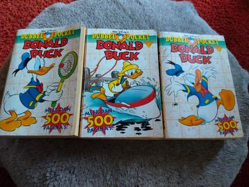3 Dubbele Donald Duck pockets, 500 pagina's per pocket. beschikbaar voor biedingen