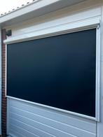 Screen 2,2x1,4m kastkleur wit - zwart/grijs doek - handmatig, Ophalen, Minder dan 250 cm, Zo goed als nieuw, Minder dan 150 cm