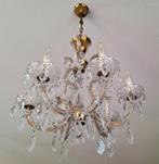 Maria Theresa kroonluchter ca 1950, 6 lampen en 4 pinakels, Ophalen, Gebruikt, Glas, Klassiek