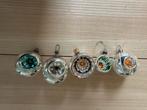 Vintage deuk kerstballen met kleur 5 stuks, Diversen, Kerst, Ophalen of Verzenden, Zo goed als nieuw