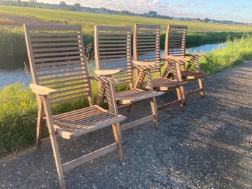 Teakhouten verstelbare tuinstoelen, div. modellen, als NIEUW beschikbaar voor biedingen