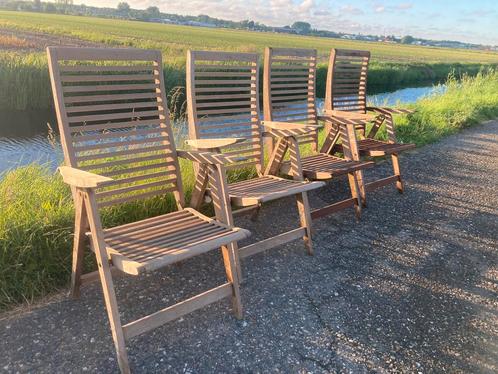 Teakhouten verstelbare tuinstoelen, div. modellen, als NIEUW, Tuin en Terras, Tuinstoelen, Zo goed als nieuw, Teakhout, Inklapbaar