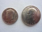 2 munten usa Kennedy 1971 half Eisenhower 1972 dollar nikkel, Verzenden, Noord-Amerika, Losse munt