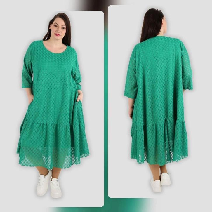 Groene A-lijn jurk van AKH Maat 54/56 nu €20,-, Kleding | Dames, Grote Maten, Nieuw, Jurk, Groen, Ophalen of Verzenden