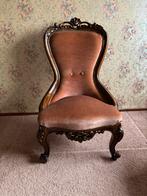 Houten Voltaire Armstoel met Oudroze Velours, Ophalen