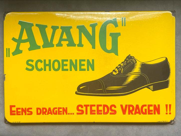 Emaille Reclamebord Avang Schoenen, Verzamelen, Merken en Reclamevoorwerpen, Gebruikt, Ophalen of Verzenden