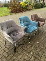 Eetkamerstoelen, Huis en Inrichting, Stoelen, Ophalen, Blauw, Zo goed als nieuw, Stof