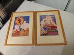 Retro Vintage drukwerken ingelijst achter glas, Antiek en Kunst, Kunst | Litho's en Zeefdrukken, Ophalen of Verzenden