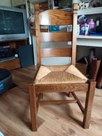 6 Eiken Stoelen met Riet Zitting, Huis en Inrichting, Stoelen, Ophalen, Riet of Rotan, Gebruikt, Bruin