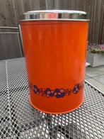 Oranje voorraadbus vintage Brabantia met bloemetjes, Verzamelen, Blikken, Ophalen of Verzenden, Gebruikt, Overige, Overige merken