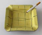 Vintage keramiek asbak - geel met lijntjes - retro 1950's, Ophalen of Verzenden, Huis en Inrichting