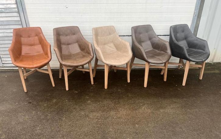 6 stuks luxe horeca restaurant eetkamer stoelen Neba, Huis en Inrichting, Stoelen, Gebruikt, Vijf, Zes of meer stoelen, Hout, Leer