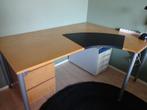 Hoekbureau Ikea, berken houtkleur, opschuifbaar schrijfblad, Ophalen, In hoogte verstelbaar, Gebruikt, Bureau