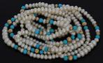 Turkoois en parel vintage ketting dames 14k slot goud bollen, Ophalen of Verzenden, Goud, Ketting, Met edelsteen