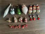 10 Vintage kerstboom hangers + 1 vogel + 3 strikjes (KWF), Diversen, Ophalen of Verzenden, Zo goed als nieuw