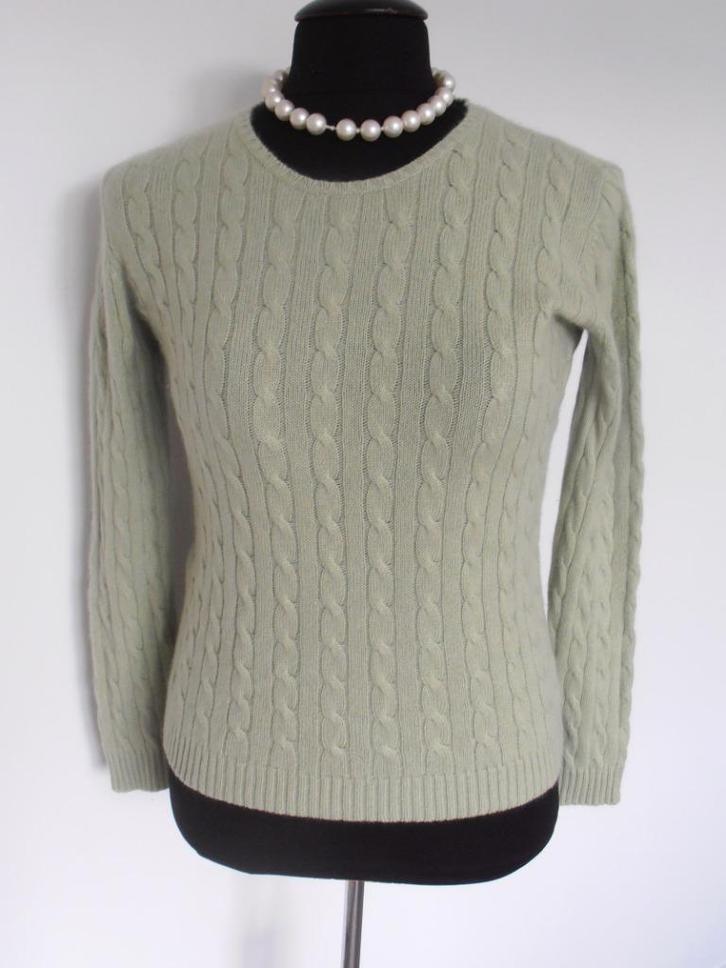 In Linea - prachtige groene cashmere kabel trui - 42, Kleding | Dames, Truien en Vesten, Zo goed als nieuw, Maat 42/44 (L), Groen