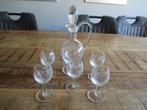 Vintage Antiek geslepen glazen karaf met 5 glaasjes glazen, Antiek en Kunst, Antiek | Glas en Kristal, Ophalen of Verzenden