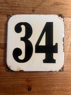 Oud emaille huisnummerbord 34, Antiek en Kunst, Antiek | Emaille, Ophalen of Verzenden