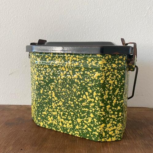 Emaille gespikkeld kistje, Huis en Inrichting, Woonaccessoires | Kisten, Gebruikt, Minder dan 50 cm, Ophalen of Verzenden