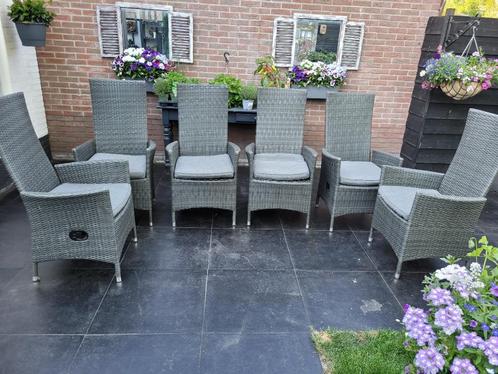 6 wicker tuinstoelen verstelbaar, Tuin en Terras, Tuinstoelen, Gebruikt, Wicker, Verstelbaar, Ophalen