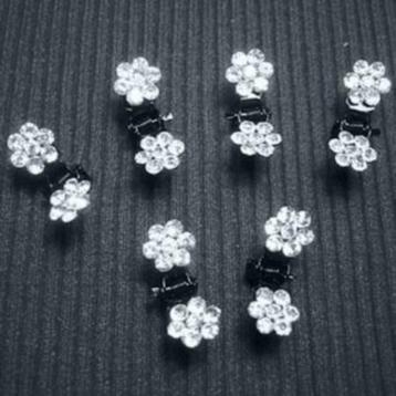 Kleine mini haarklemmetjes bloemen zwart metaal met crystal beschikbaar voor biedingen