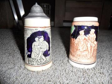 2 kleine porseleinen bierpulletjes beschikbaar voor biedingen
