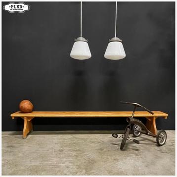 Vintage houten gym bank / halbank / L220 cm / Stevig beschikbaar voor biedingen