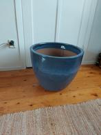 Geglazuurde Plantenpot Bloempot, binnen/buiten, groot, blauw, Ophalen, Steen, 40 cm of meer, Rond