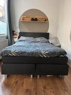 Boxspring 140x200 antraciet Totaalbed, Ophalen, Tweepersoons, 140 cm, Zo goed als nieuw