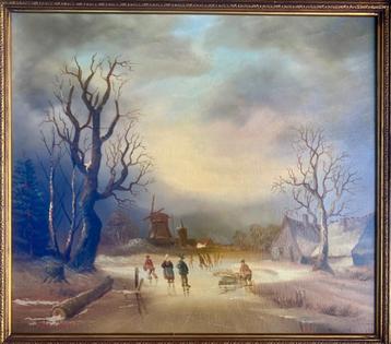 Meijer-klassiek oud-Hollands winterlandschap met schaatsers beschikbaar voor biedingen