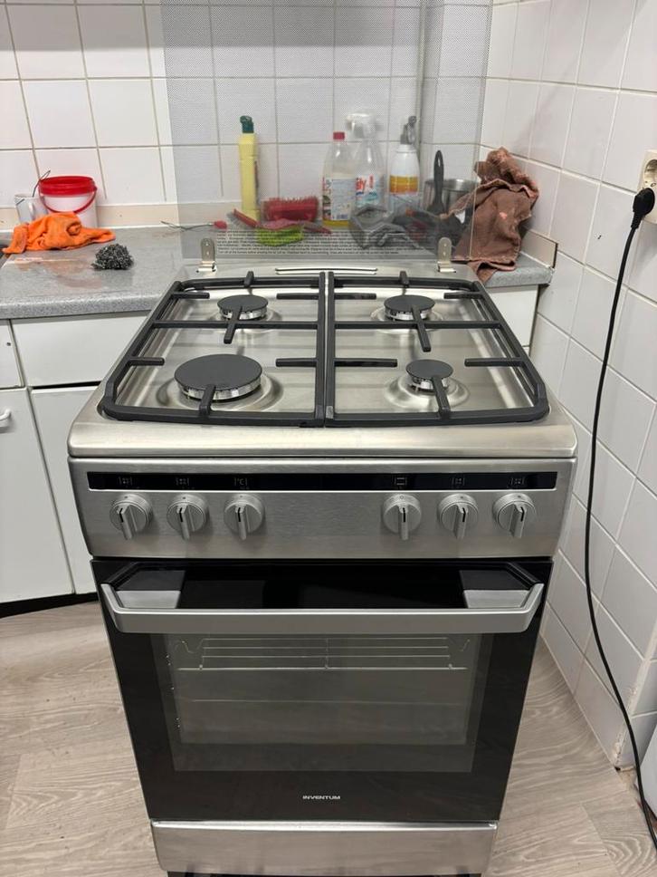 Inventum: RVS Gasfornuis - Smalle Model 50cm - Werkt Super, Witgoed en Apparatuur, Fornuizen, Gebruikt, Vrijstaand, Gas, 4 kookzones