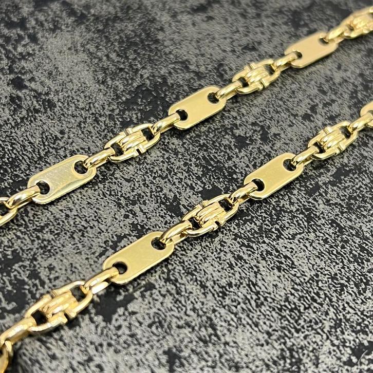 14k gouden ketting massief flat magnum schakel, Sieraden, Tassen en Uiterlijk, Kettingen, Zo goed als nieuw, Goud, Ophalen of Verzenden